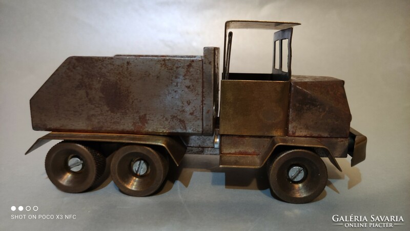 Egyedi steampunk full fém réz acél teherautó autó modell makett nehéz jármű