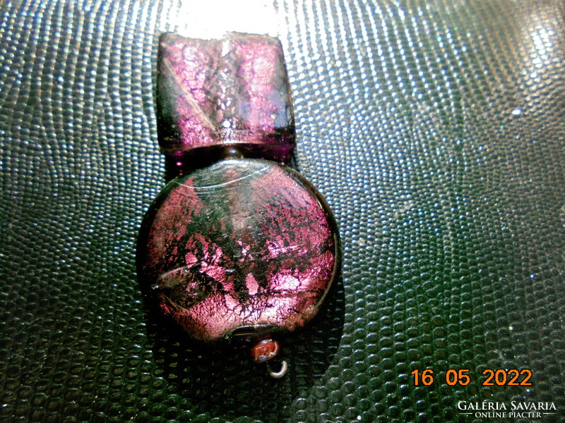 Murano two-part silver plate with purple-pink pendant