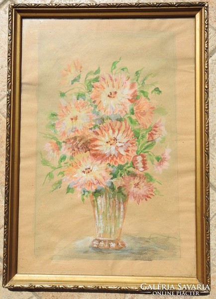 Ismeretlen festő - virágcsendélet - akvarell
