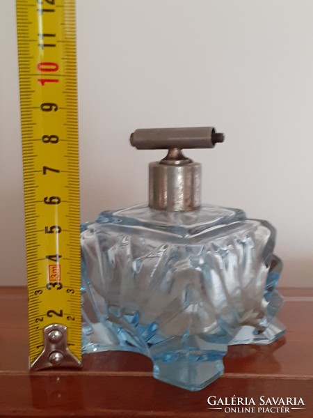 Old art deco perfume bottle circa 1930 with blue glass cologne