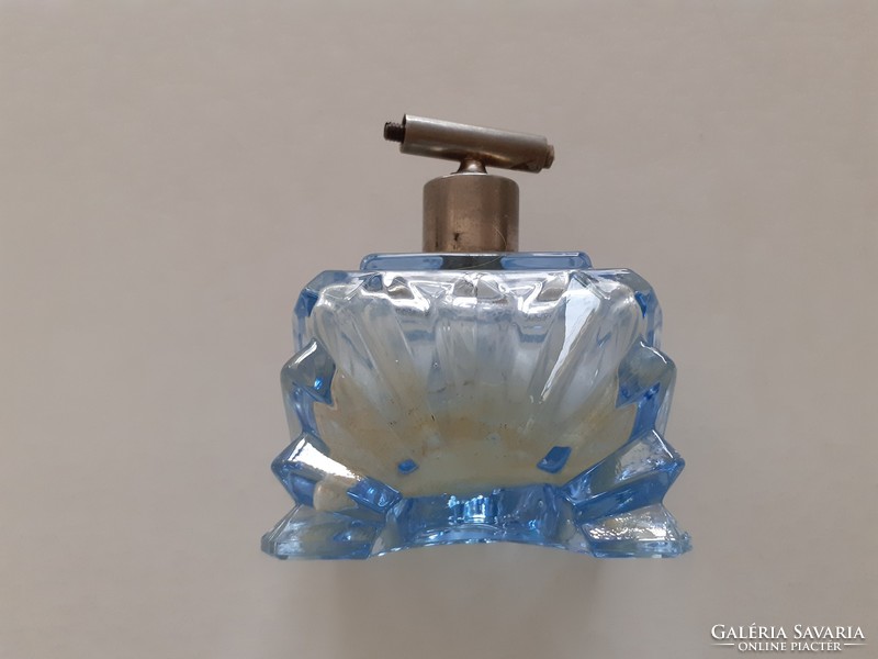 Old art deco perfume bottle circa 1930 with blue glass cologne