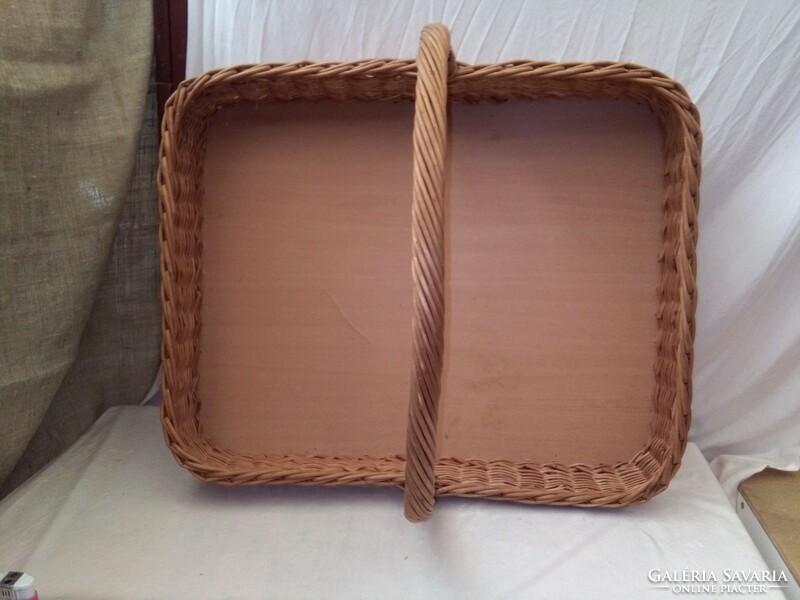 Rectangular wicker basket, basket - 50 x 44 x 32 cm - even wood storage next to the fireplace
