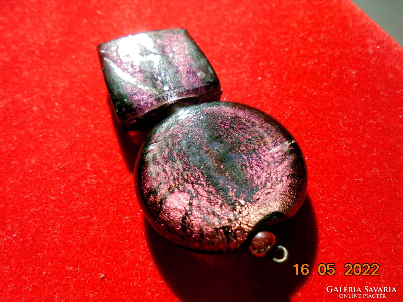 Murano two-part silver plate with purple-pink pendant