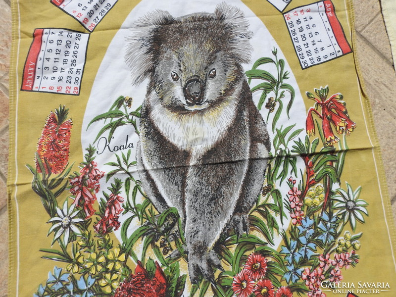 Mid Century fali GOLD COAST és fali naptár 1984 Koala macis naptár Ausztrália