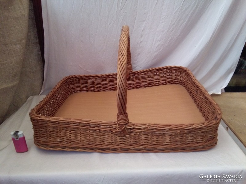Rectangular wicker basket, basket - 50 x 44 x 32 cm - even wood storage next to the fireplace