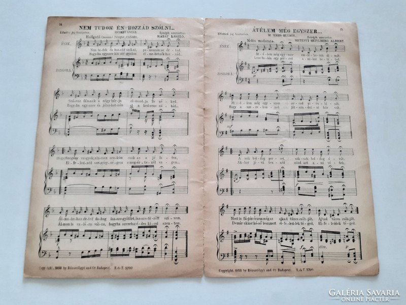 Régi kottafüzet 1933 Hangulat című zenei folyóirat 19. kotta