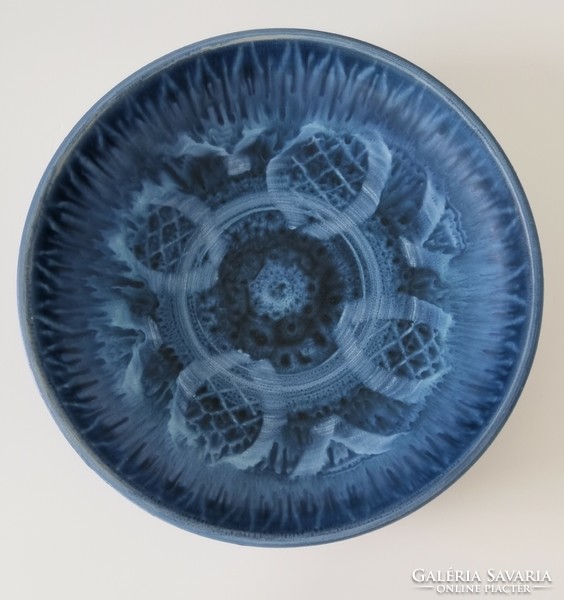 Applied, paneled ceramic wall bowl / decorative bowl - matt, watercolor effect glaze