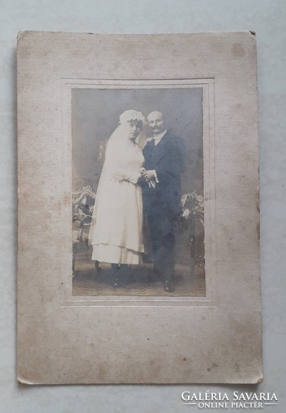 Antique wedding photo old cardboard photo vintage bride groom photo