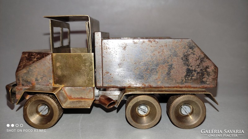 Egyedi steampunk full fém réz acél teherautó autó modell makett nehéz jármű
