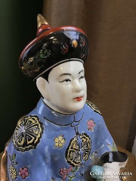 Old Chinese hand painted porcelain sculpture