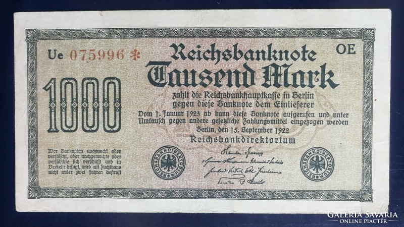Németország 1000 Márka 1922 F
