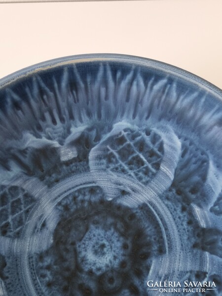 Applied, paneled ceramic wall bowl / decorative bowl - matt, watercolor effect glaze