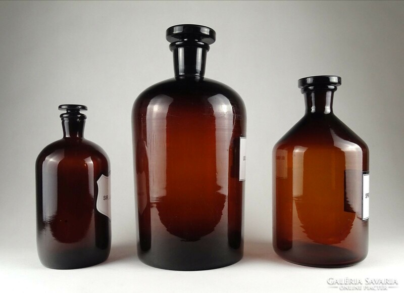 1I509 old brown pharmacy pharmacy bottle 3 pieces