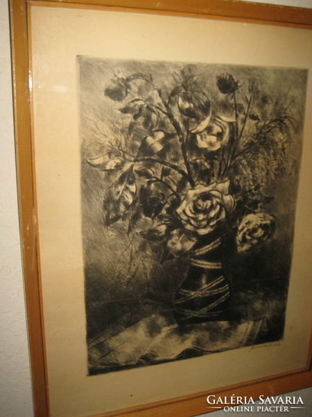 Ferenc Bordás 1911-1982,: flower still life 50 x 40 cm