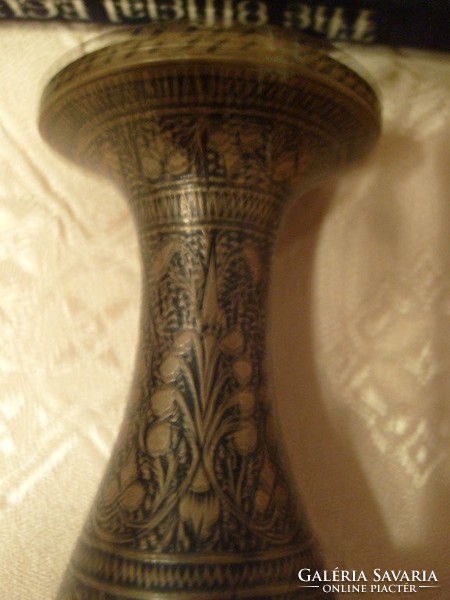 Antique niello inlaid artwork ornament art nouveau flower vase
