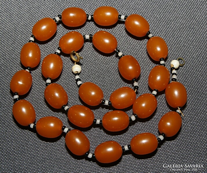 Old retro fashion necklace with original switch from 1950s probably carnelian