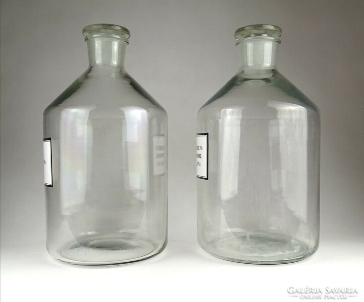 1I576 old stopper pharmacy bottle pair 33.5 Cm