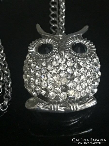 Owl pendant necklace with Swarovski crystals,