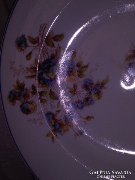 Four old blue-yellow rose porcelain wall plates - together