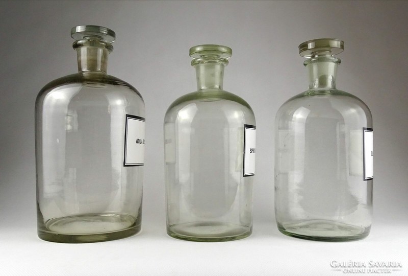 1I577 old stopper pharmacy bottle 3 pieces