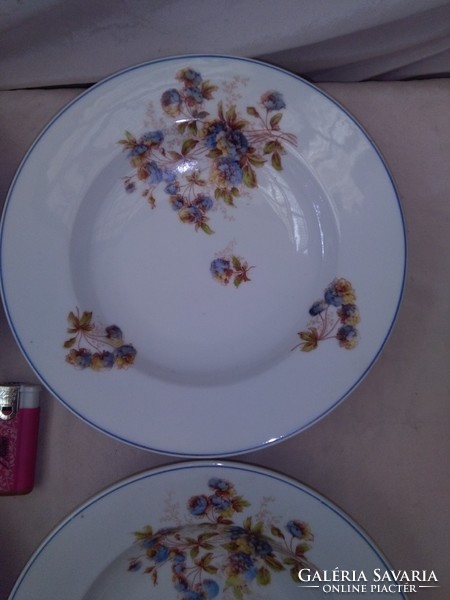 Four old blue-yellow rose porcelain wall plates - together