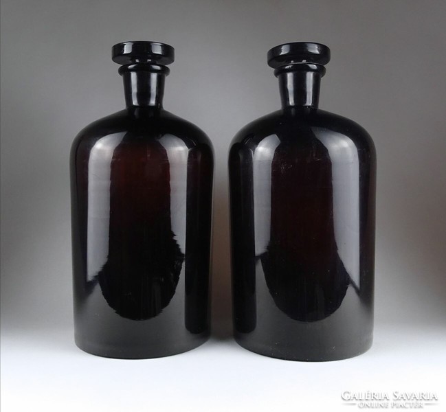 1I580 old large brown pharmacy pharmacy bottle 2 pieces