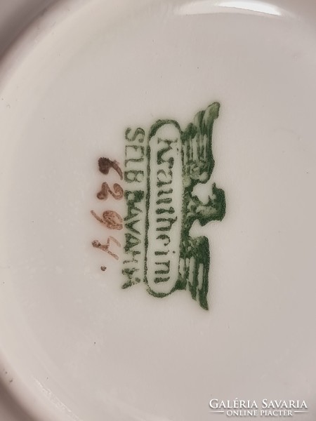 Krautheim Bavaria német ibolyás festett aranyperemes porcelán reggeliző készlet,XX.szd közepe körül.