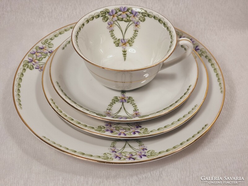 Krautheim bavaria german violet painted gold rim porcelain breakfast set, around xx.Szd.