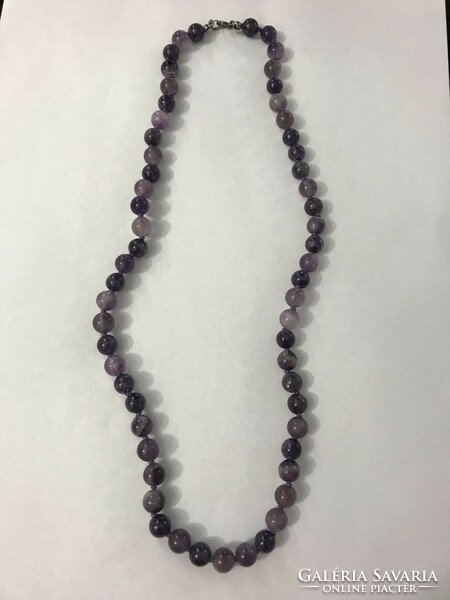 New! Amethyst necklace! Knotted lacing! Real stone! 925 Marked with silver lock! It is 54 cm long