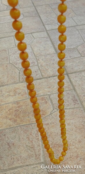 Old yellow pearl mineral necklace - yellow string of pearls