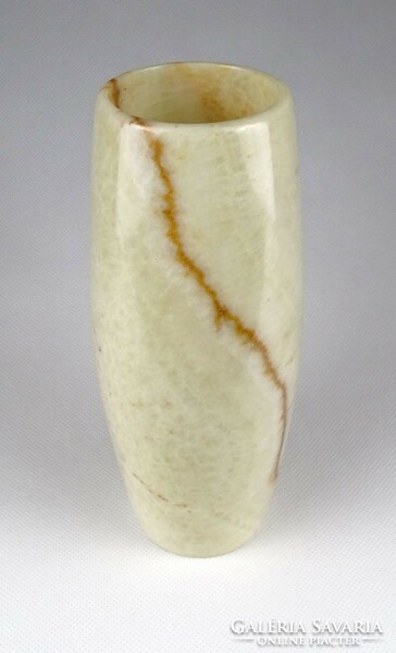 1J422 old butter colored marble vase flower vase 19.5 Cm