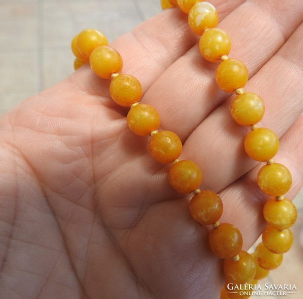 Old yellow pearl mineral necklace - yellow string of pearls