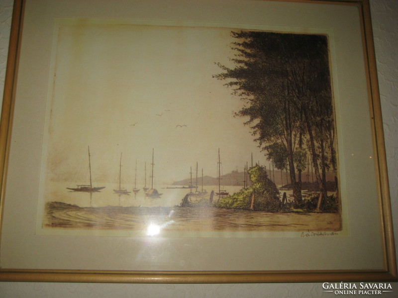 Colored etching on the cover, signed, 32 x 24 cm, with frame 45 x 35 cm