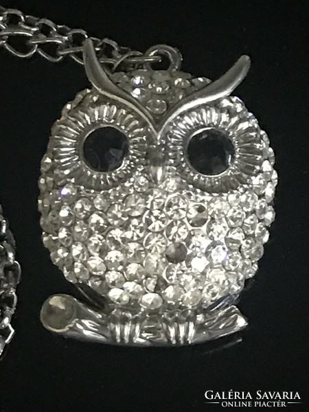 Owl pendant necklace with Swarovski crystals,