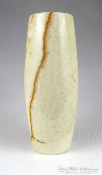 1J422 old butter colored marble vase flower vase 19.5 Cm