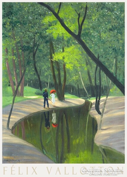 Félix vallotton bois de boulogne 1919 painting art poster, paris park forest creek couple