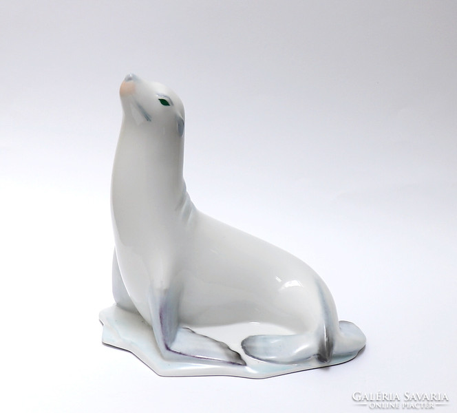 Herend seal, art deco style porcelain sculpture