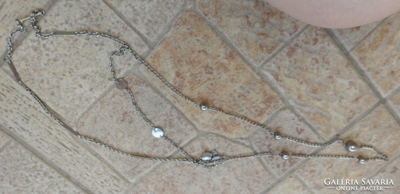 Double row silver necklace