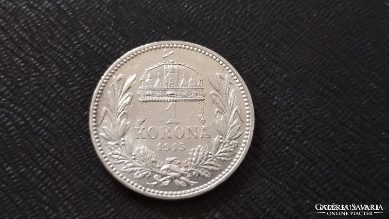 Verdefényes Ferenc József 1 korona 1915 ezüst .