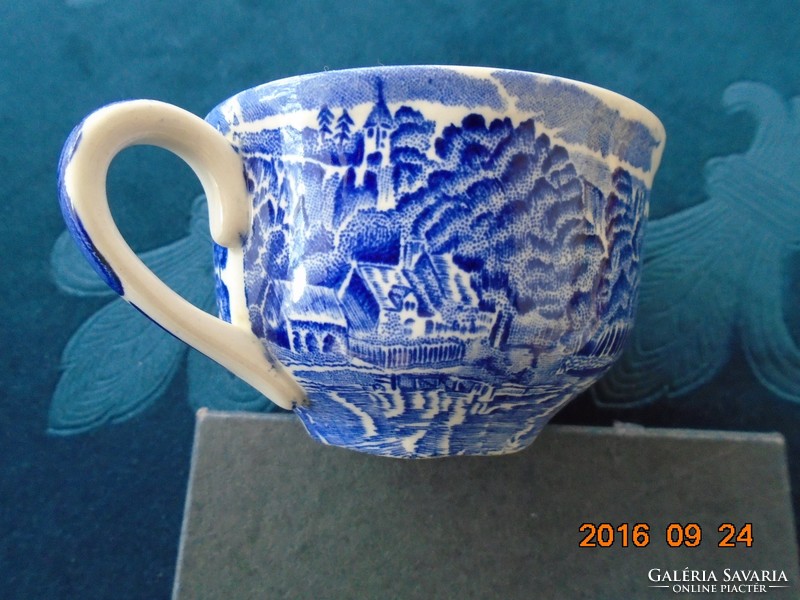 1920 English cup with cobalt blue pattern from the Thames river scene series