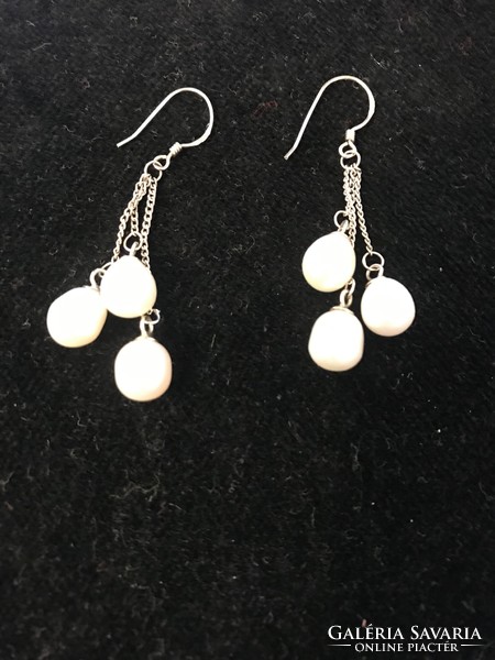 Unique beaded earrings! Cultured beads! Silver 925 marked new jewelry!