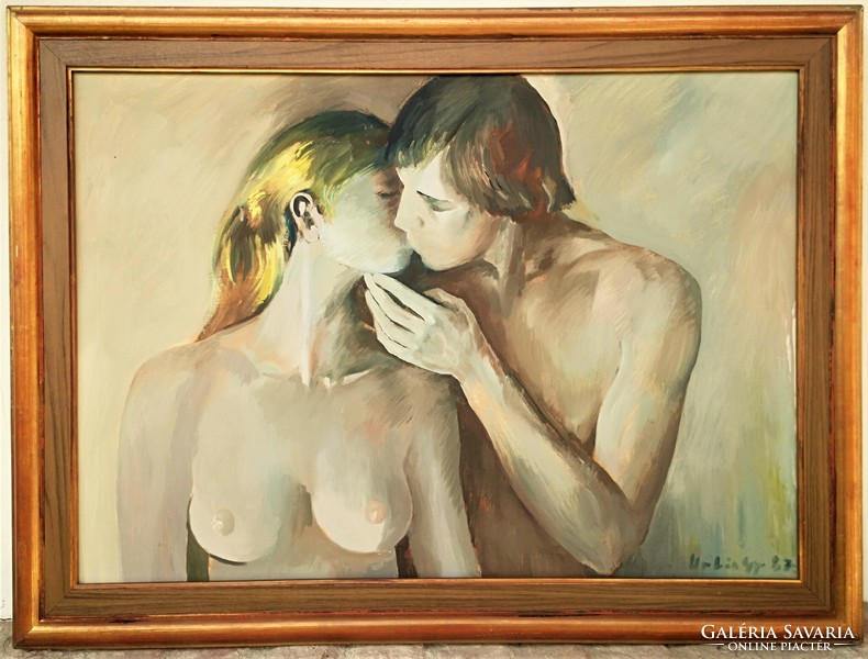 György Urbán (1936 - 2011) love c. His painting 80x60cm with original guarantee!