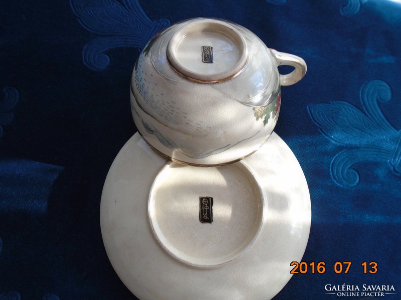 19.Shimazu medieval shogun clan signed satsuma tea cup with saucer