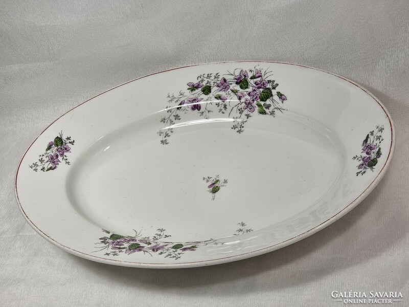 Porcelain steak bowl with violet pattern decor, unmarked, xx.Szd the first half.