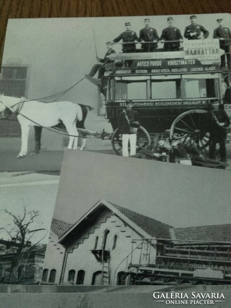 150 év közlekedési eszközei képeslapon, 15 db fekete- fehér fotó tartóban - A BKV kiadványa