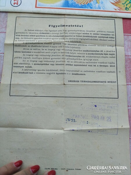 Országos Társadalom Biztosítás Öregségi nyugdíj igénylőlapjai  1948 eladó!
