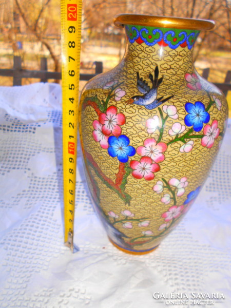 Fire enamel vase cloisonné 20 cm peach branches with bird