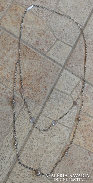 Double row silver necklace