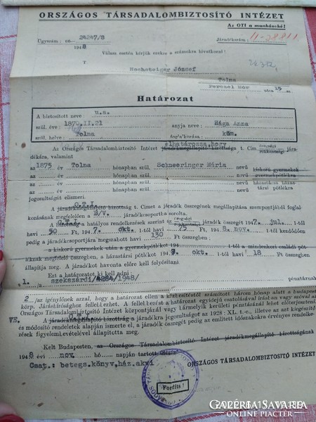 National society insurance old-age pension claim forms 1948 for sale!
