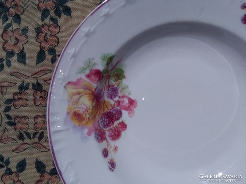 Old pink-raspberry-raspberry porcelain deep plate